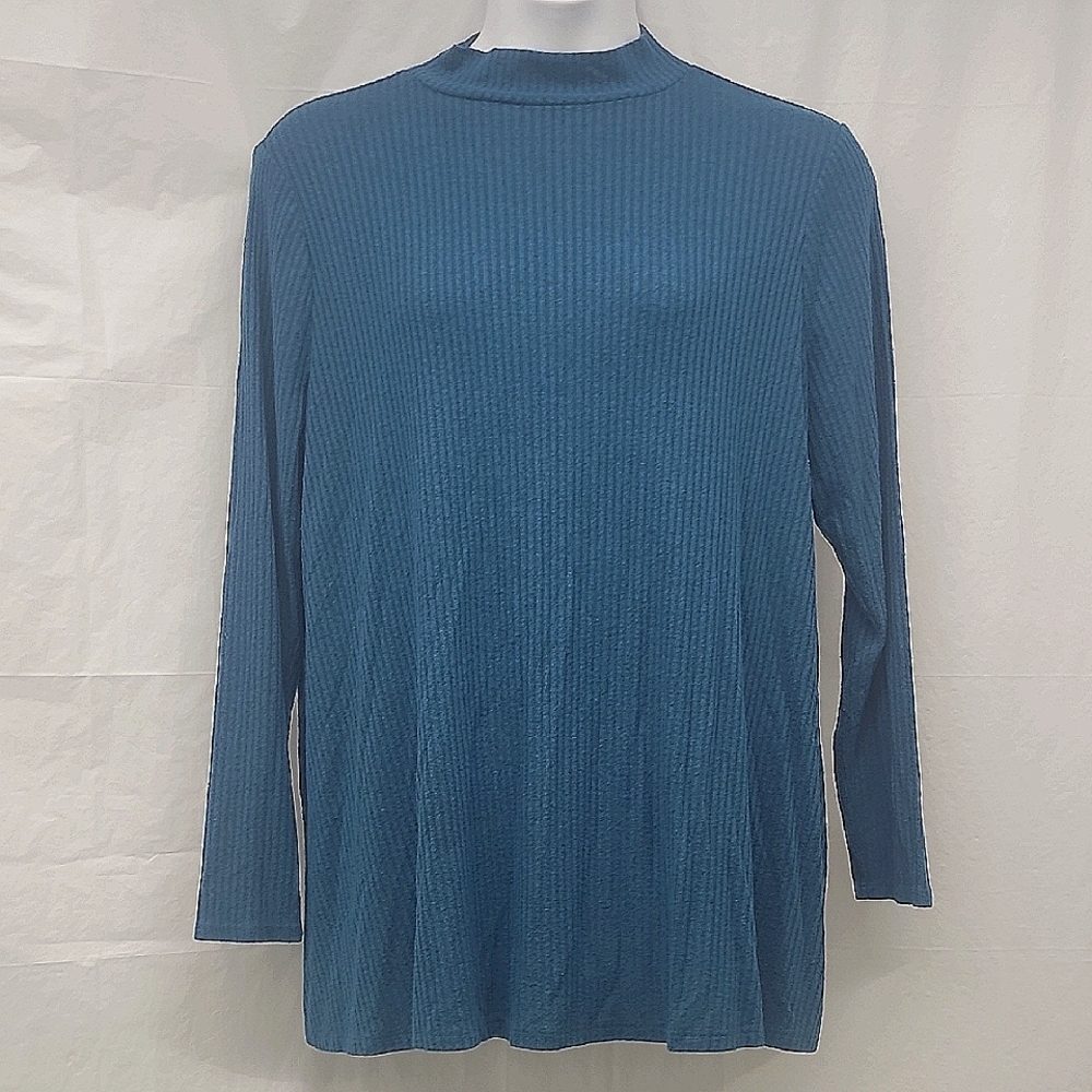 Lane Bryant Teal Blue A-Line Swing Tunic Top Mock Turtleneck Long Sleeve 18/20